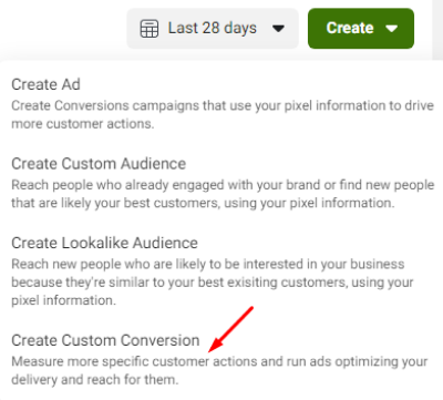 إنشاء الأحداث التحويلات الخاصة
