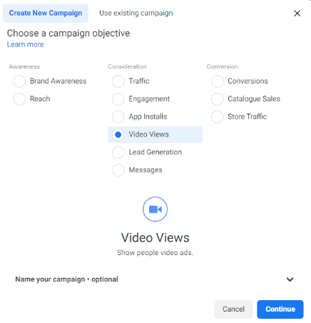 أنواع الحملات على الفيسبوك