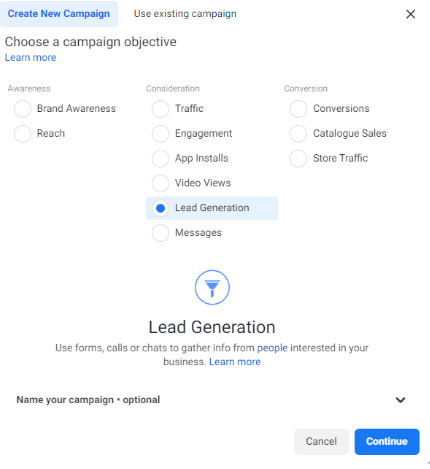 أنواع الحملات على الفسيبوك