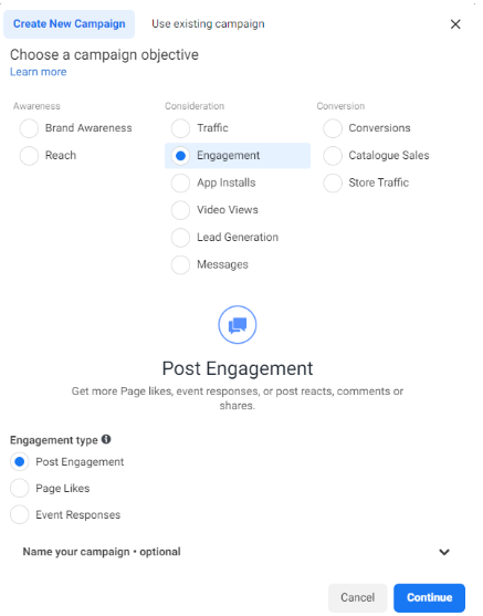 أنواع الحملات على الفيسبوك