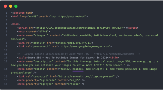فحص Noindex واصلاحها