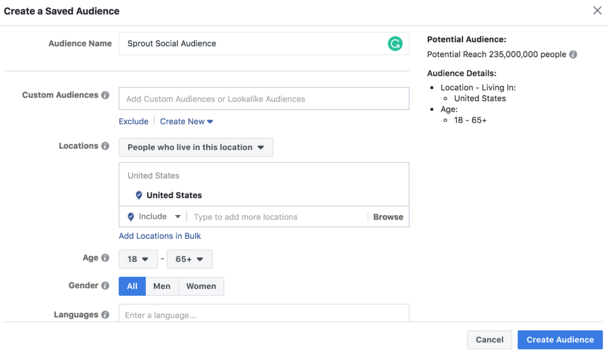 Custom audiences in Facebook ads